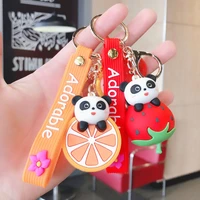 2021 fashion new summer fresh cartoon panda fruit key chain strawberry banana key pendant creative student women backpack gift