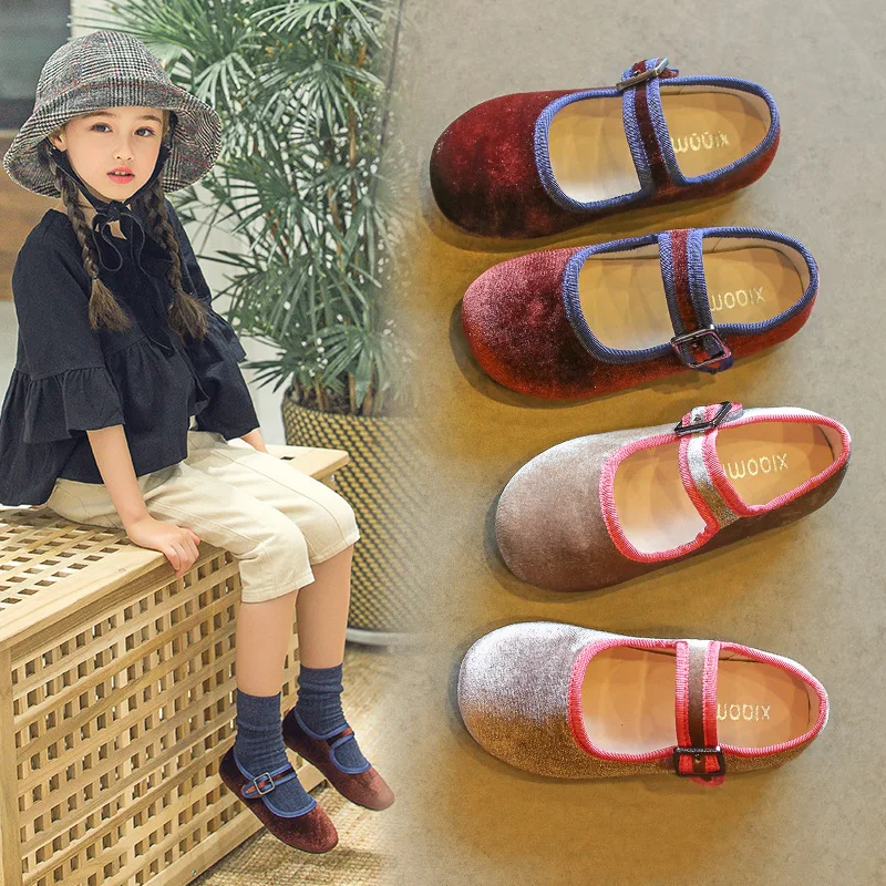 AAdct Spring Autumn little girls shoes Velvet soft sole Flats princess kids for Baby Brand children |