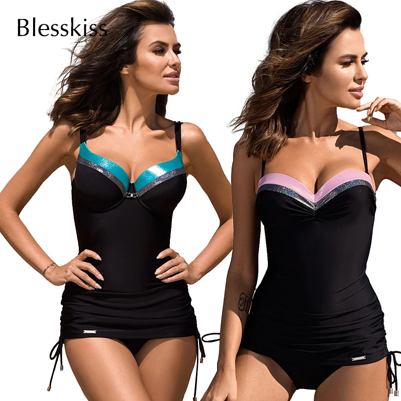 Женский слитный купальник BLESSKISS пуш-ап с лямкой на шее купальный костюм большого