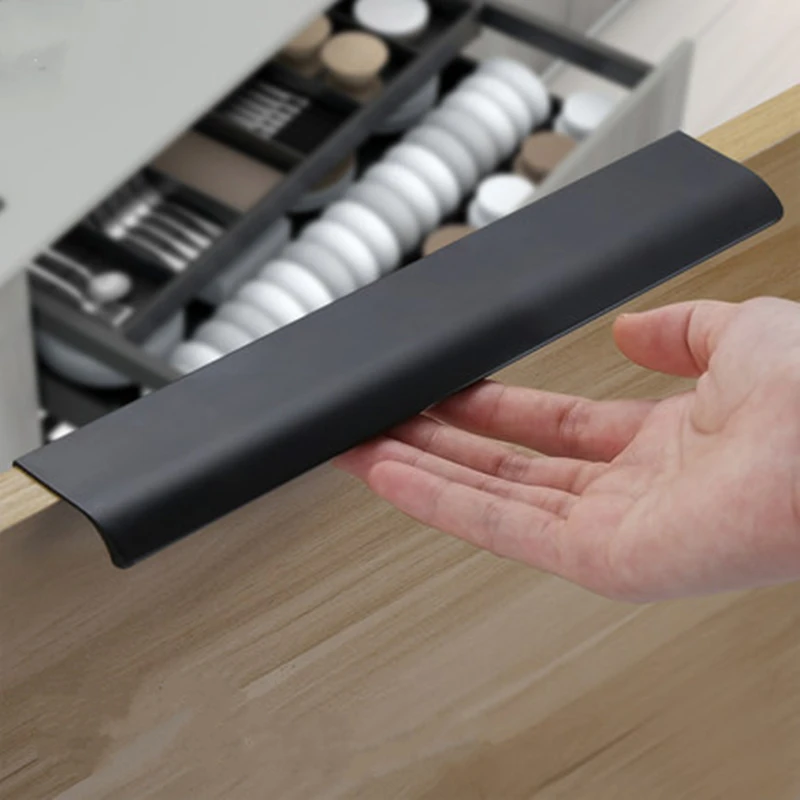 Современные черные ручки со скрытыми краями ручка для двери шкафа из