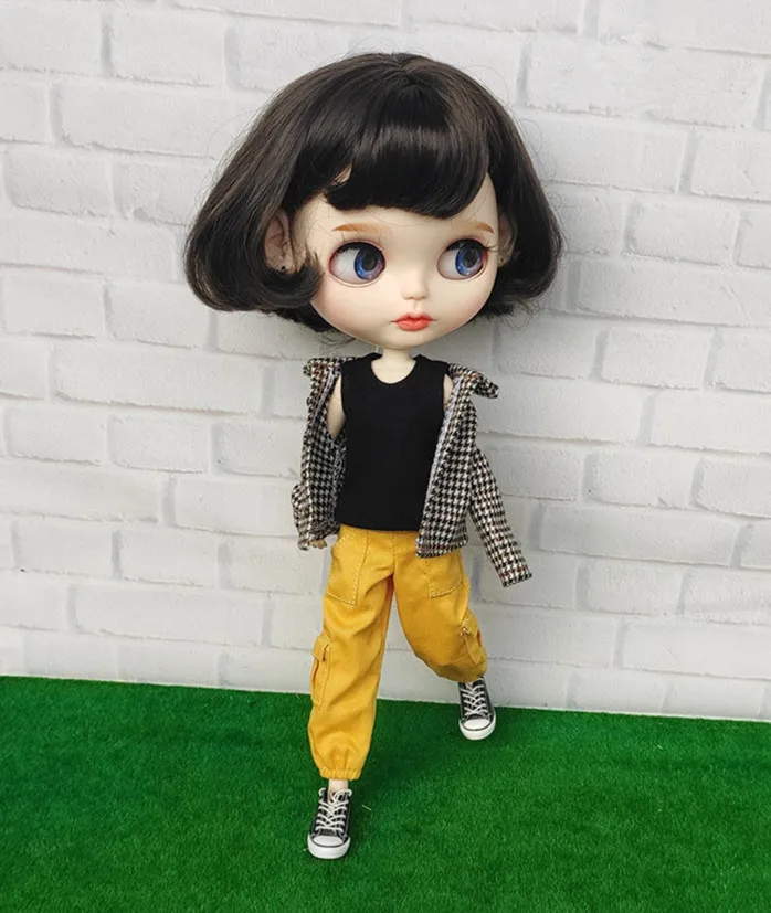 1/6 Комбинезоны для кукол Blyth брюки Blyth клетчатое пальто Blyth одежда(подходит для blyth, azone, ob24, Lai, mmk, ICY, кукла 1/6