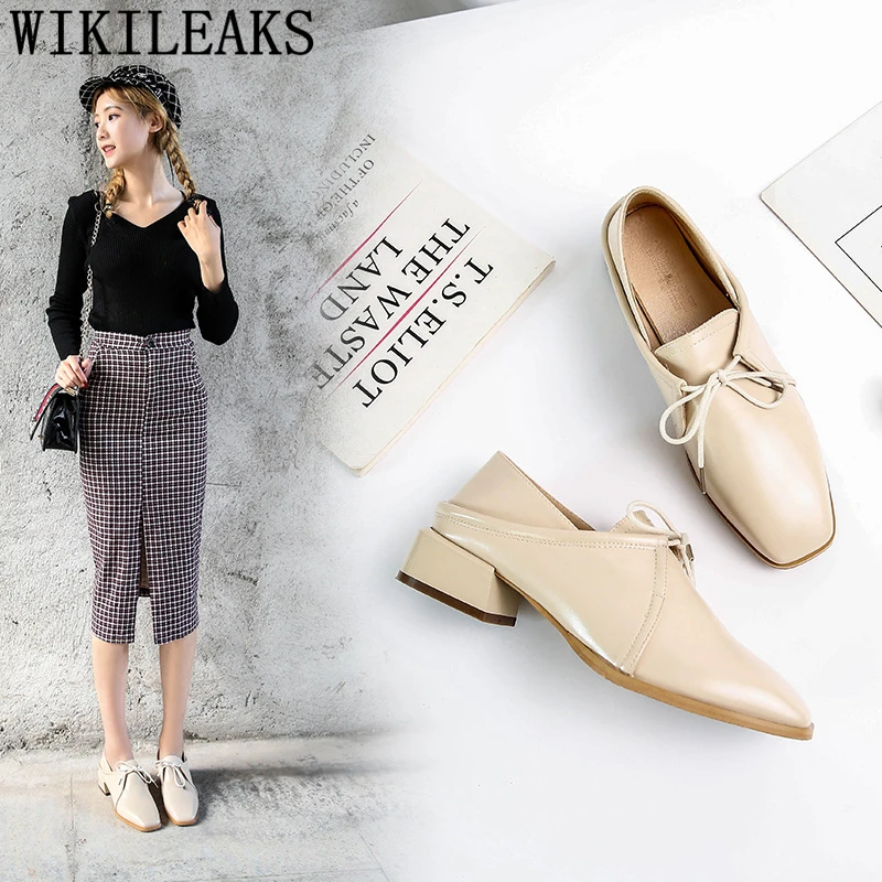 Кожаные туфли Женские оксфорды лоферы Обувь на толстой мягкой подошве в