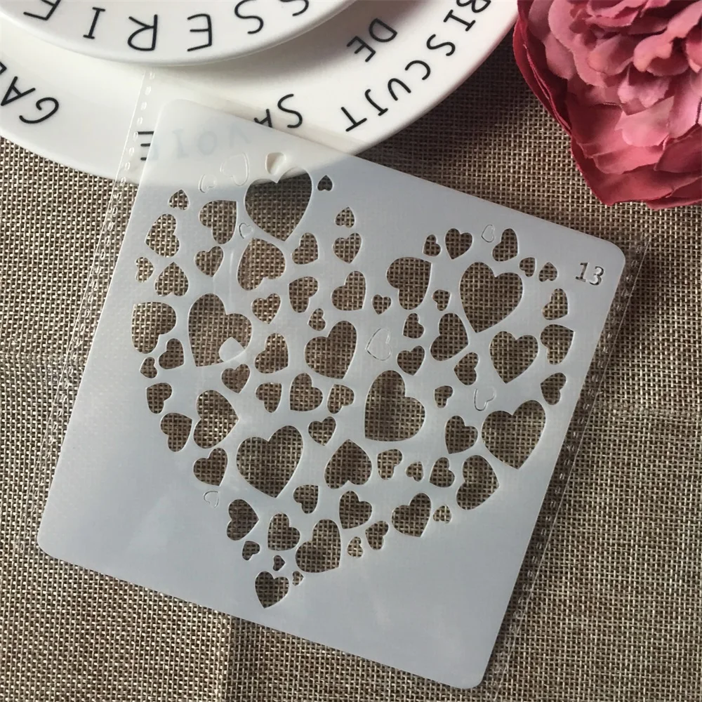 8Pcs/Set 13cm Lady Dog Cat Heart DIY Layering Stencils Painting Scrapbook Coloring Embossing Album Decorative Card Template | Дом и сад