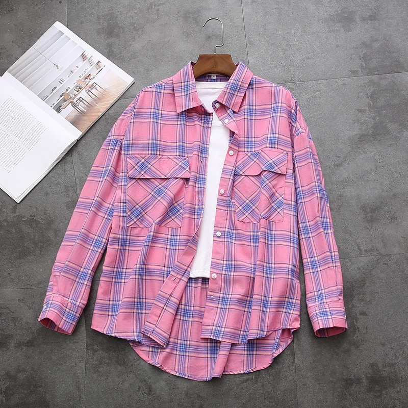 Женская блузка GOPLUS одежда для бойфренда женская рубашка в клетку большого