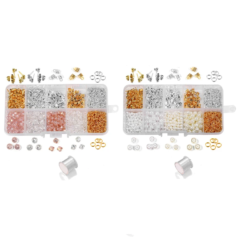 

Diy Handmade Earrings Accessories Crystal Glass Beads Imitation Pearl Set Decoration Material Package-Glass Bead