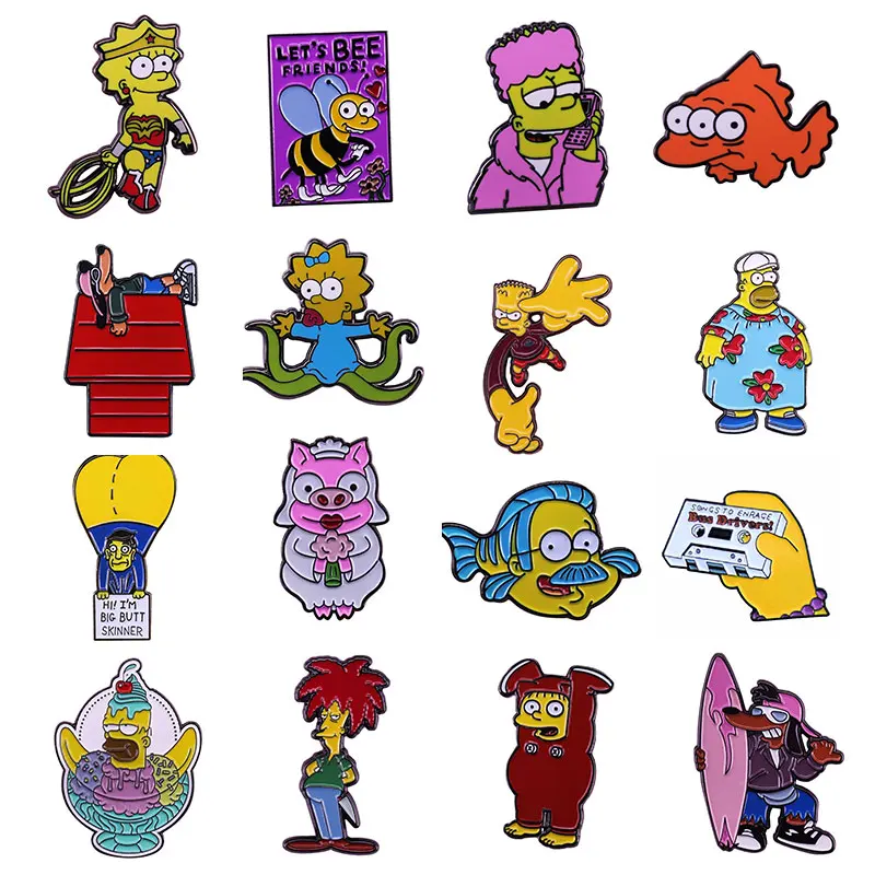 Simpson Homer Enamel Pins Cute BEE Brooches Women Men Lapel Badges Backpack Collar Fashion Jewelry Gifts For Kids Friend