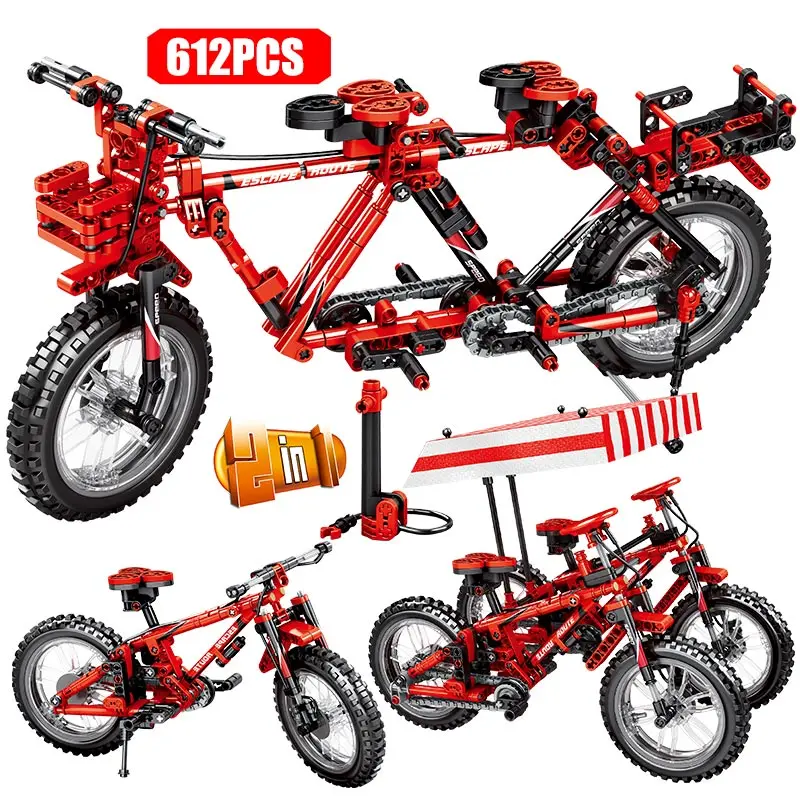 DIY создатель города горный велосипед модель строительные блоки комбинации