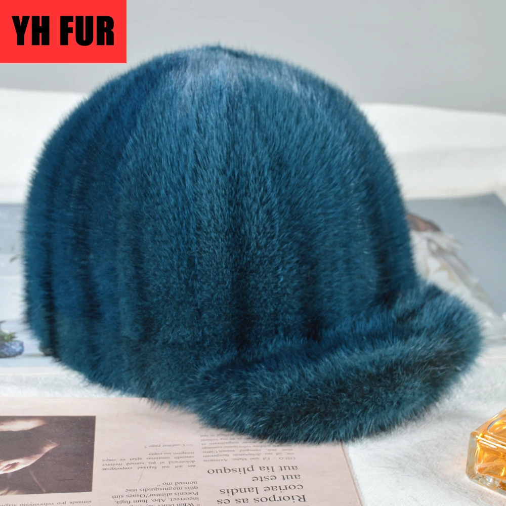 Новинка 2020 стильные бейсболки из натурального меха норки женская зимняя