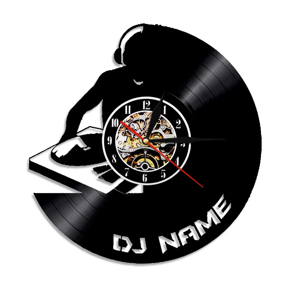 Настенные часы DJ креативный дизайн с именем на заказ домашние тихие музыкальные