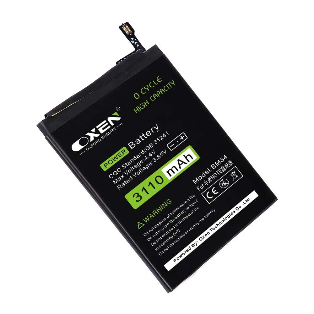 Оригинальный OXEN 3110mAh BM34 запасная батарея для Xiaomi Mi Note Pro 4GB RAM сотовый телефон литий