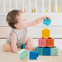 silicone teether baby toys 0 6 12 months silicone blocks soft ball for kids 1 year old baby stacking building block toy boy gift