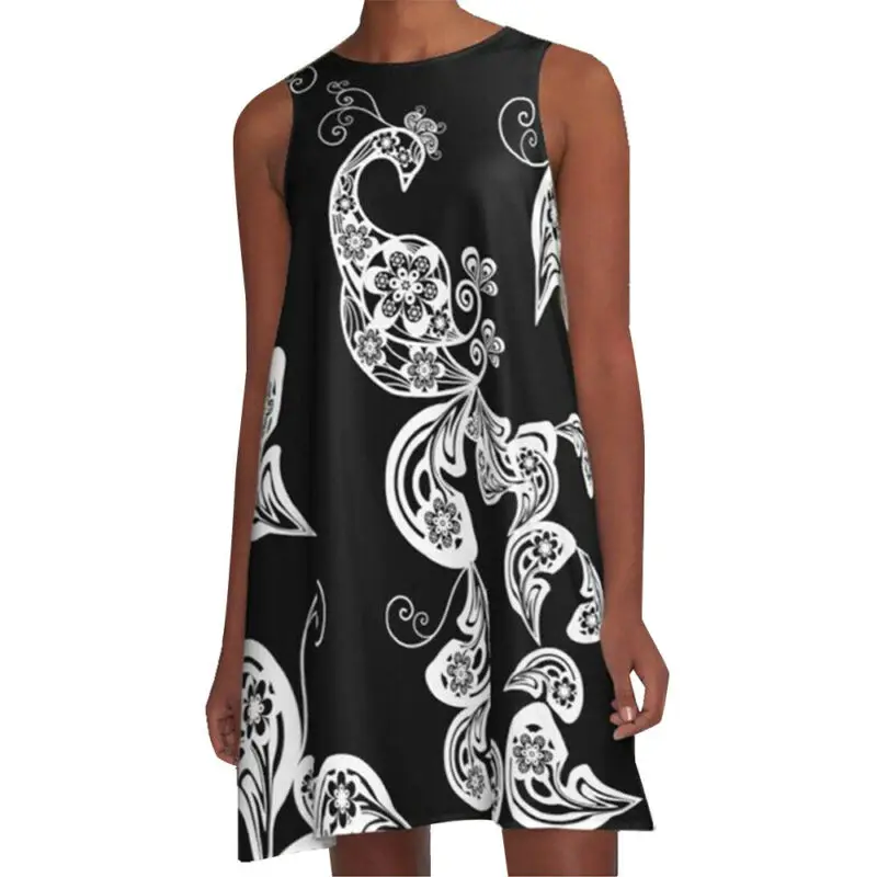 

Women Lady Summer Sleeveless Mini Dress Casual Loose Beach Printed Sundress