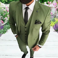 men suit tailor made two button notched lapel costume homme slim fit business formal 3 pieces blazer vest pants terno masculino
