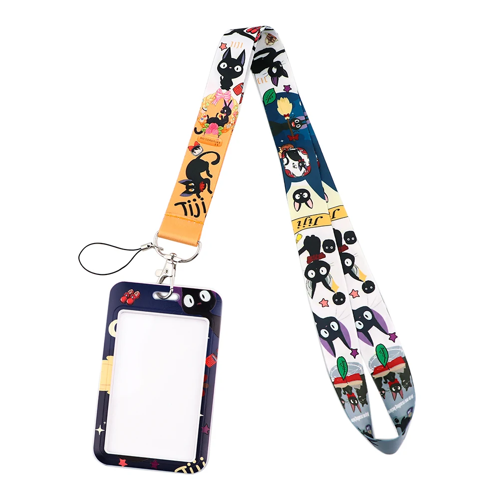

YL860 Black Cat Japanese Anime Lanyard Keychain ID Badge Holders Mobile Phone Rope Key Lanyard Neck Straps Key Rings Accessories