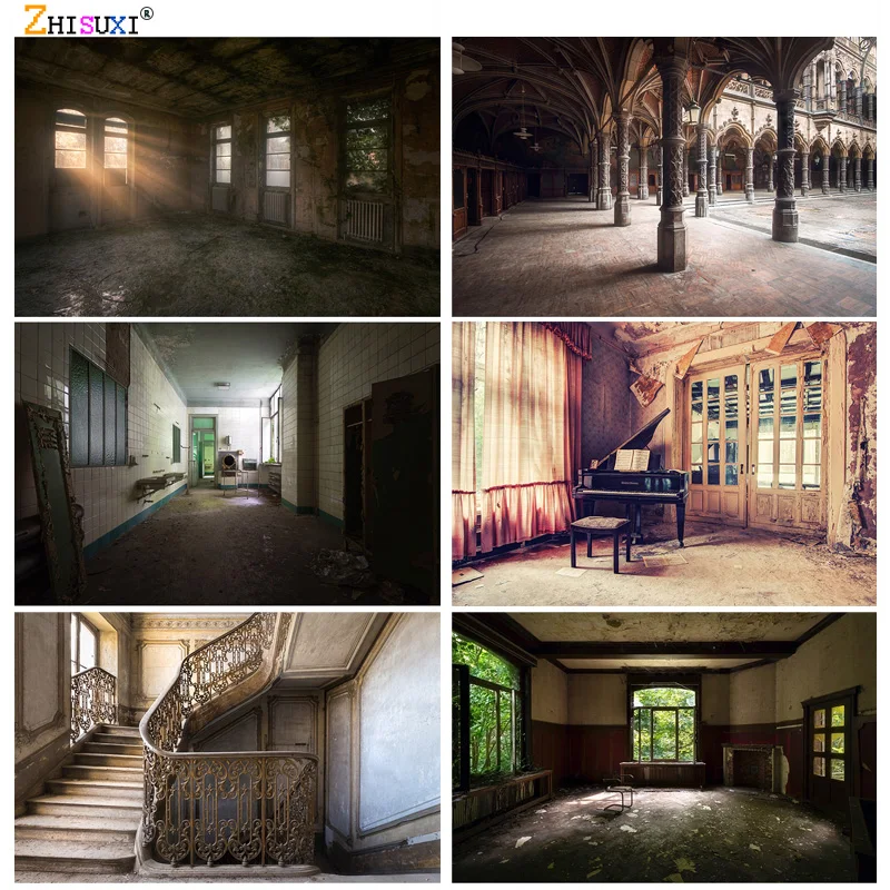 

Art Fabric Backgrounds Interior Old House Corridor Stairs Retro Style Portrait Photography Backdrops For Photo Studio2162TF-02