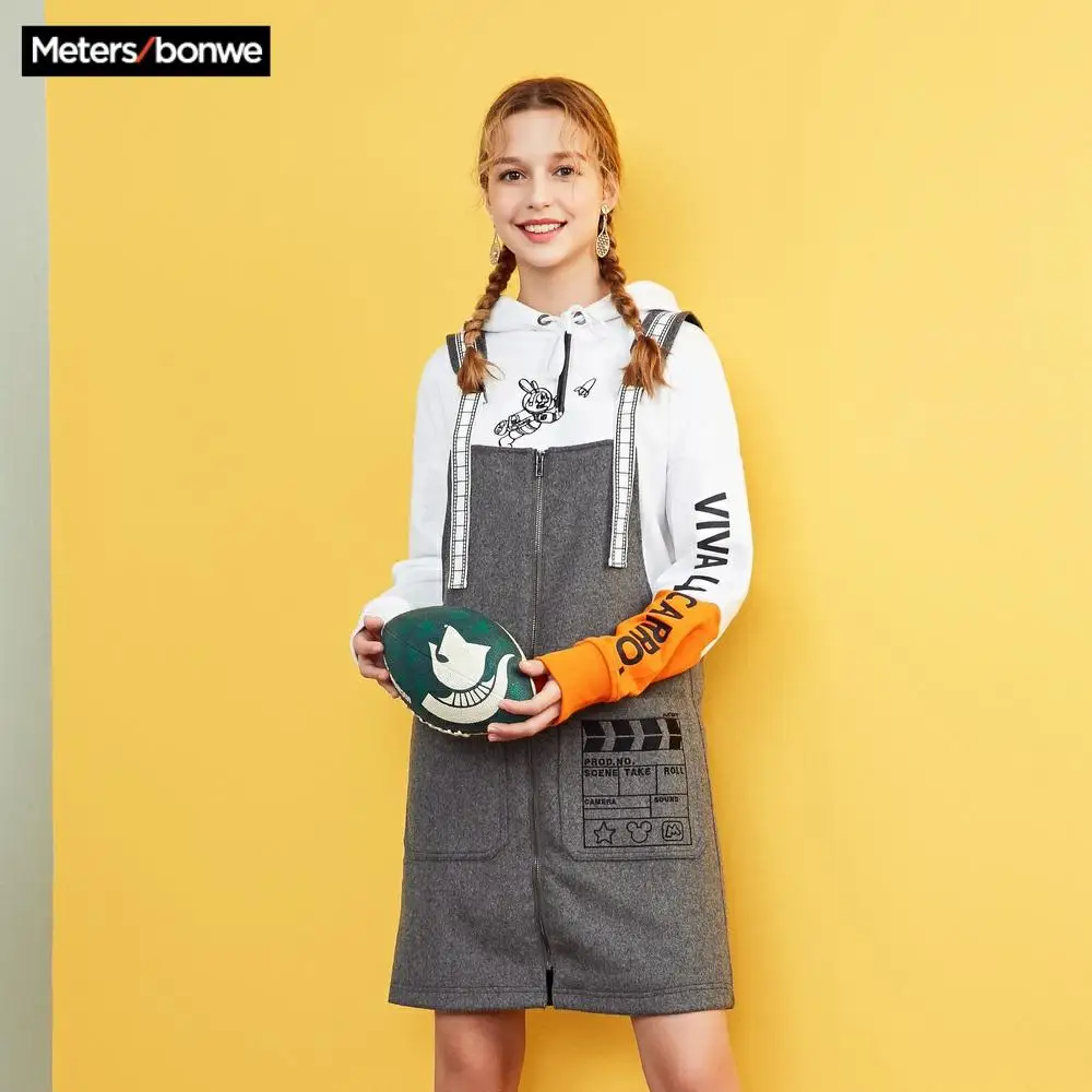 Metersbonwe Брендовое шерстяное женское платье на подтяжках новый стиль | Женская