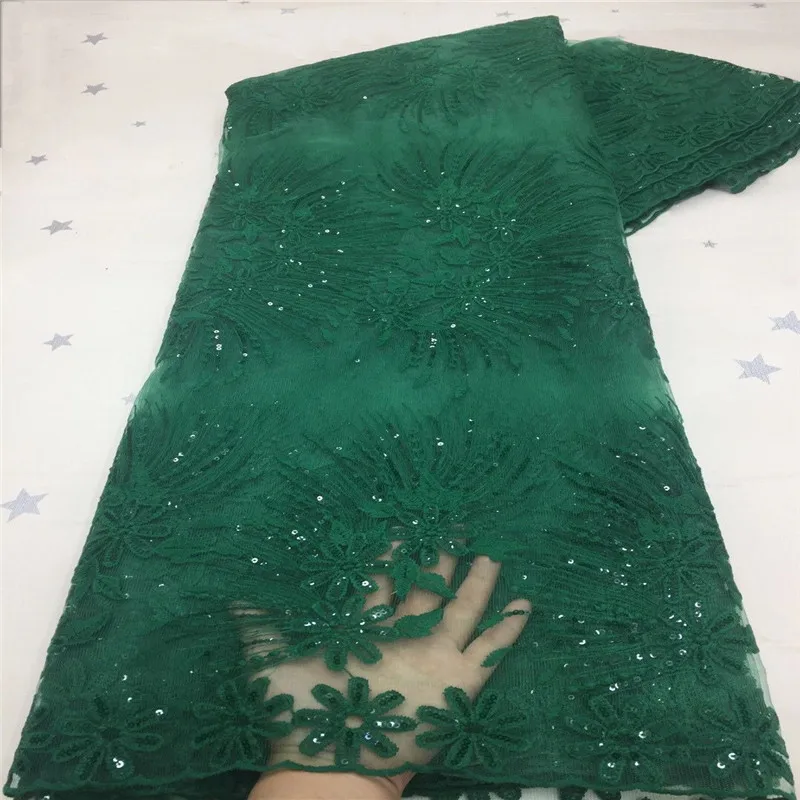 

Orange African Lace Fabric Embroidered Nigerian Sequins Lace Fabric 2021 green High Quality French Tulle Lace Fabric For Women