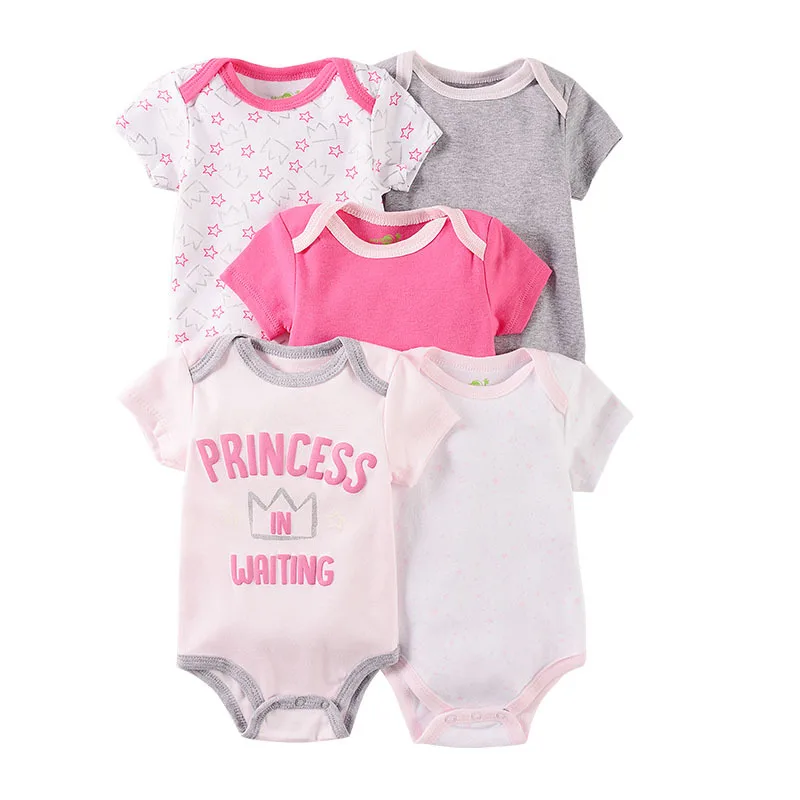 Детский комбинезон с короткими рукавами 5 шт./лот мультяшным рисунком для