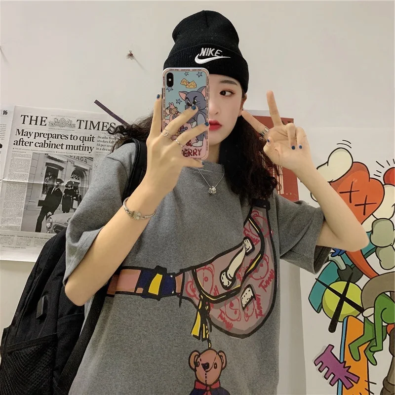 Футболка женская с коротким рукавом суперпопулярная Свободная рубашка в