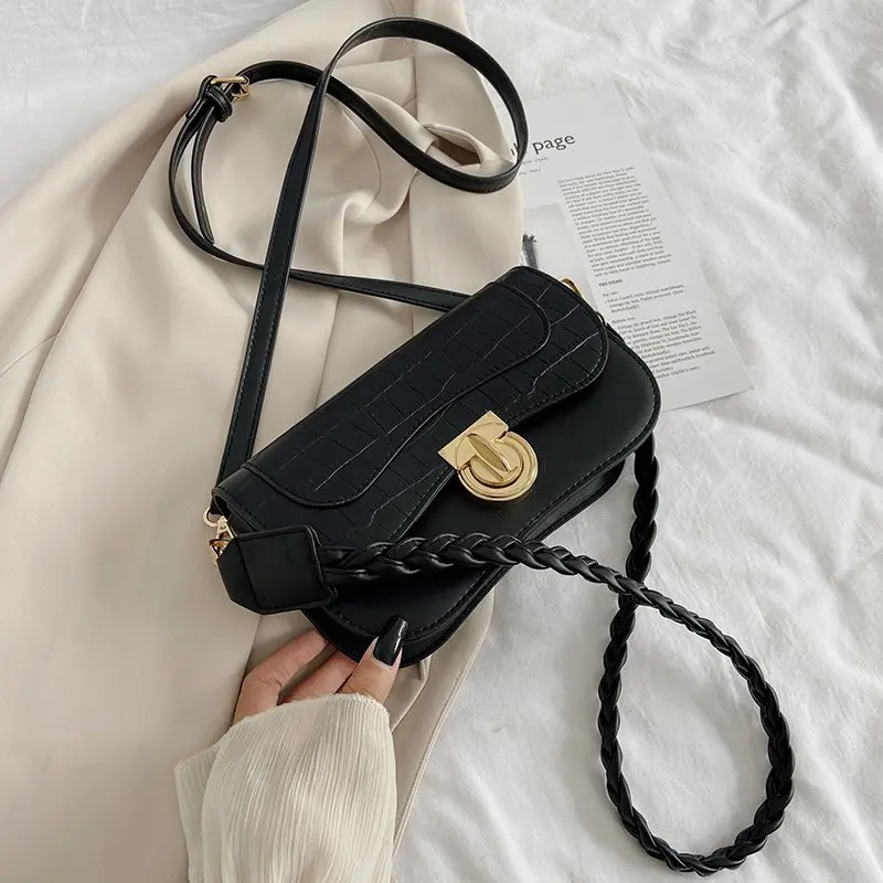 

Crocodile pattern messenger bag women's 2020 winter small chain handbag small bag PU leather ladies designer shoulder bag