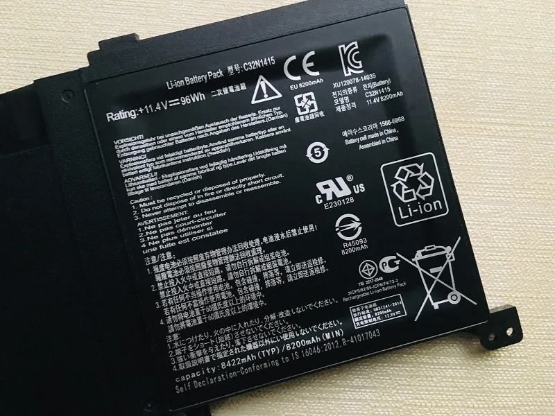 Оригинальный C32N1415 Аккумулятор для ноутбука Asus ZenBook Pro UX501 G501VW G501JW UX501VW UX501JW N501VW UX501LW