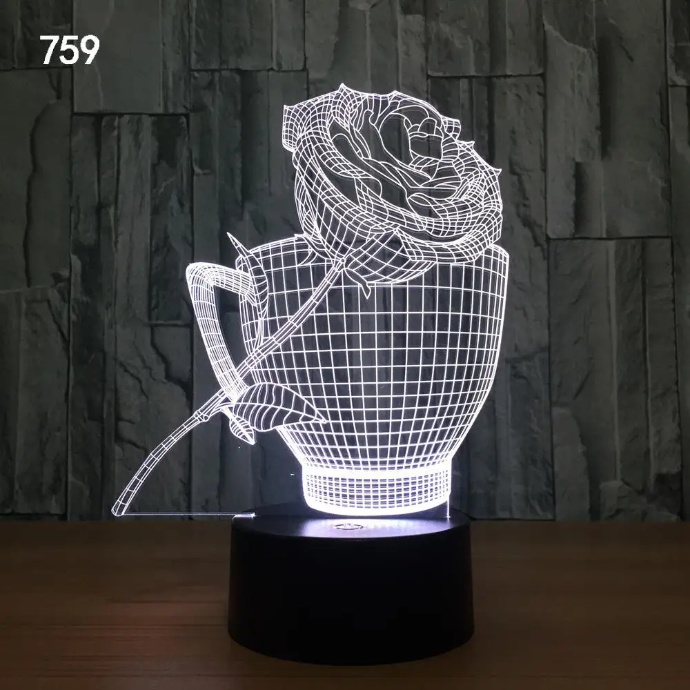 Лотос 3d лампа Deco Enfant Chambre настольная лампа Lamparas De Mesa 3d светодиодный Ночной светильник с цветами настольные лампы - Цвет абажура: Black base