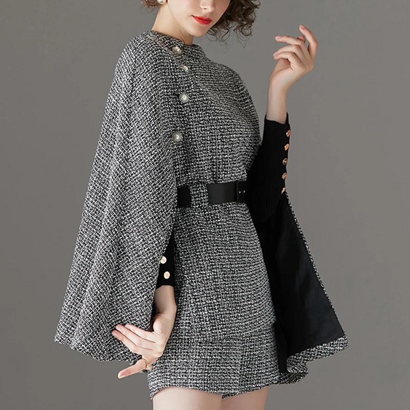 Женский твидовый комплект VSUE из двух предметов твидовая шерстяная накидка шаль