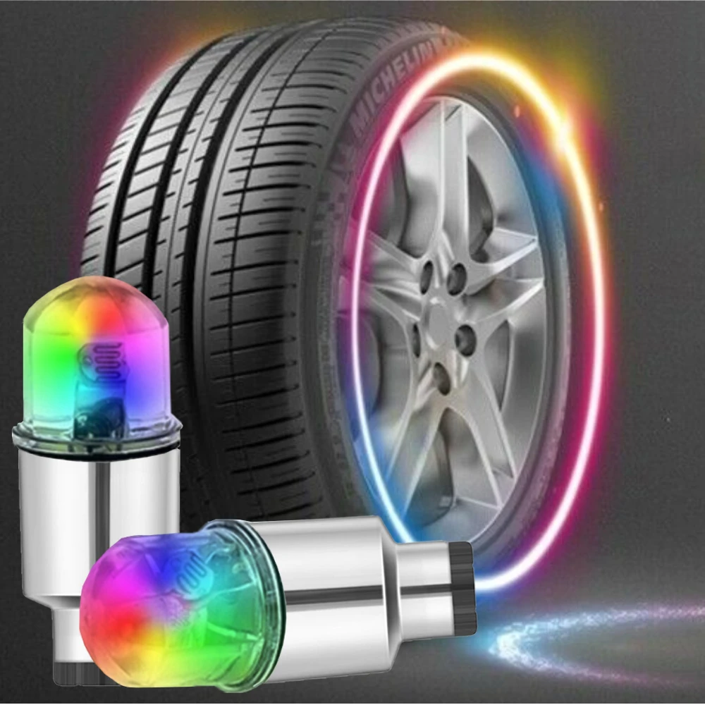 

2X Car Light Caps Accessories Bike Lamp Wheel Tire Cap Spoke Interior Tyre Led LED Auto Dust Proof Valve Flash Neon Stems Lamp