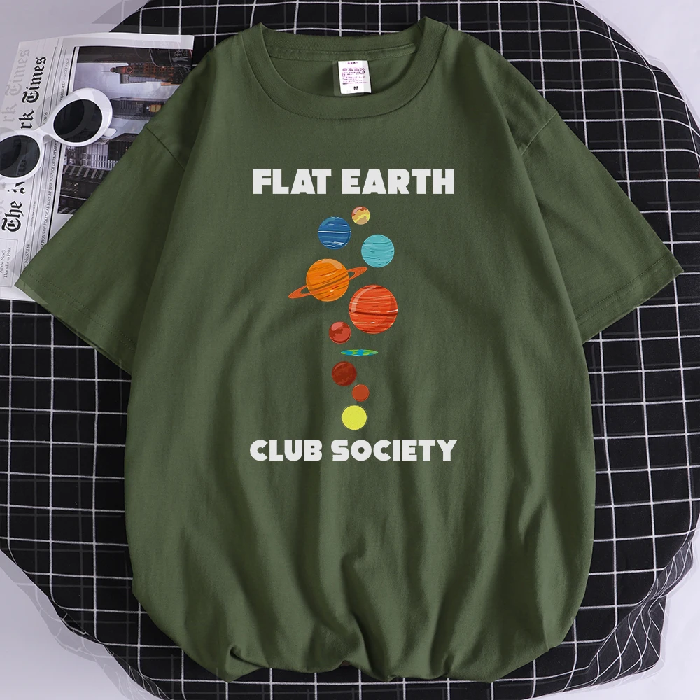 

Flat Earth Club Society Cartoons Printing Mens T Shirt Sport Comfortable T-Shirt Style Fit Tshirt Fashion Slim Male Short Sleeve