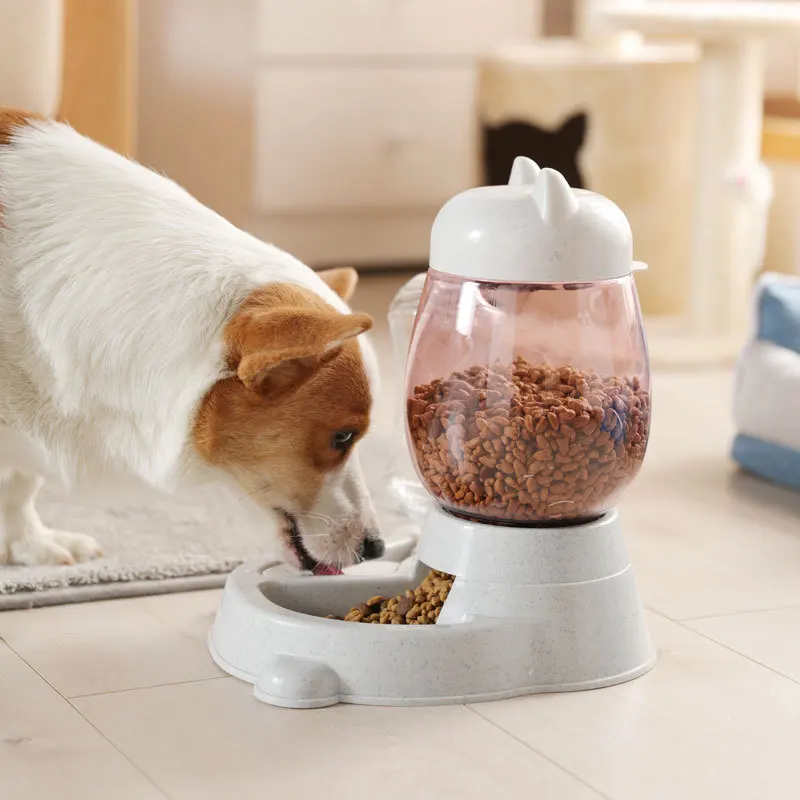 

New Plastic Pet Feeder Large Capacity Cat Ear Shape Bowl Automatic Water Storage and Storage Dog Food Basin for Water Feeder