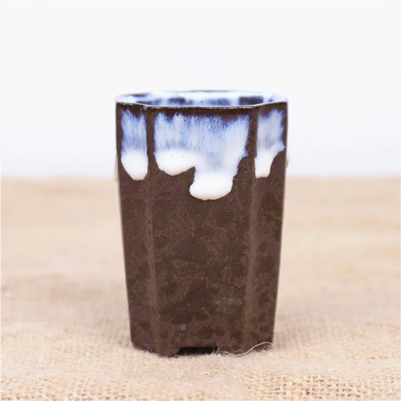 Strongwell Ceramic Succulent Flower Pot Polygonal Purple Clay Simplicity Creative Bonsai Thumb Basin Home Garden Decor |