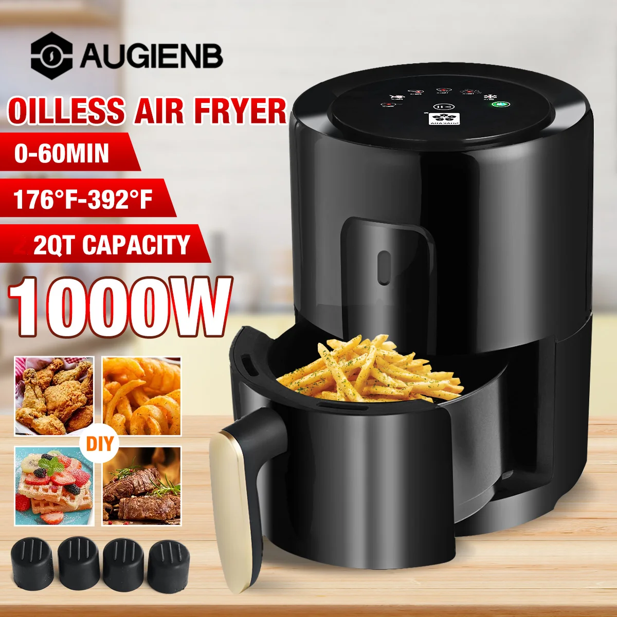 

Электрическая Фритюрница AUGIENB, 1000 Вт, 2 л, без масла