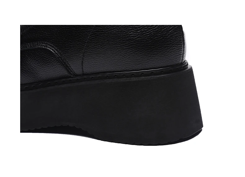 Women Boots Genuine Leather Ankle Boots flat Platform Boots Fashion zipper Thick bottom Black Ladies Shoes