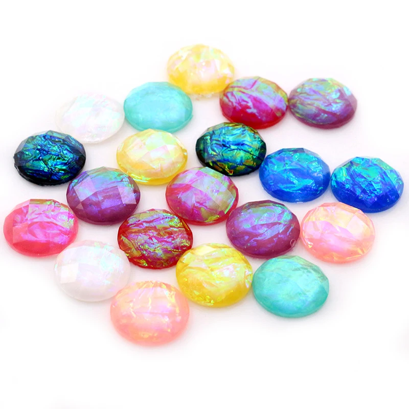 

New Fashion 40pcs 12mm Mix Colors Built-in metal foil Flat back Resin Cabochons Cameo