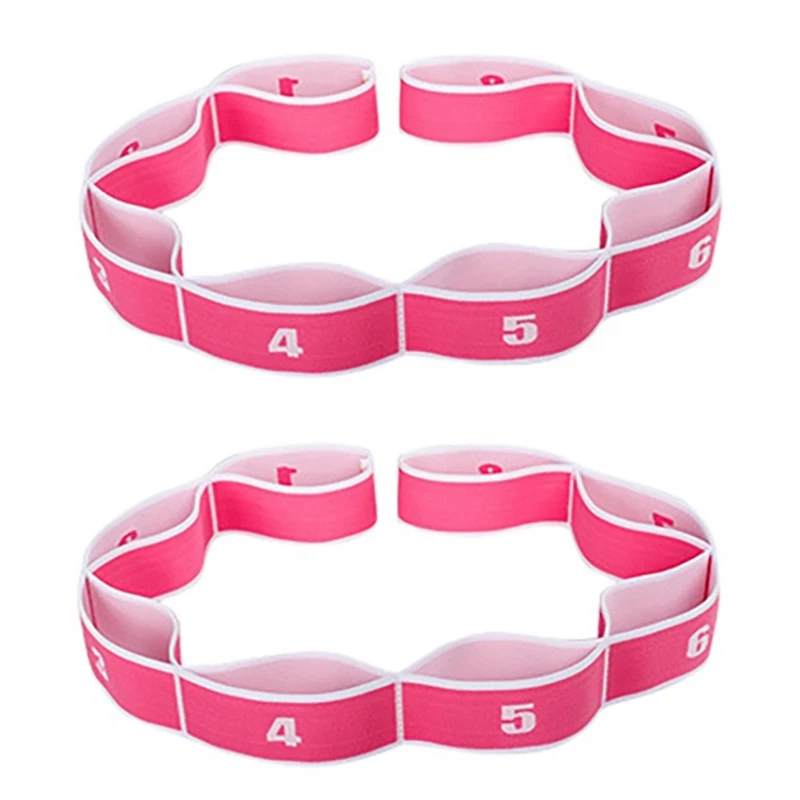 

2 Pcs Yoga Stretching Belt Fitness Yoga Pilates Elastic Band 8 Loop Elastic Nylon Latex Tape Stretching Belt