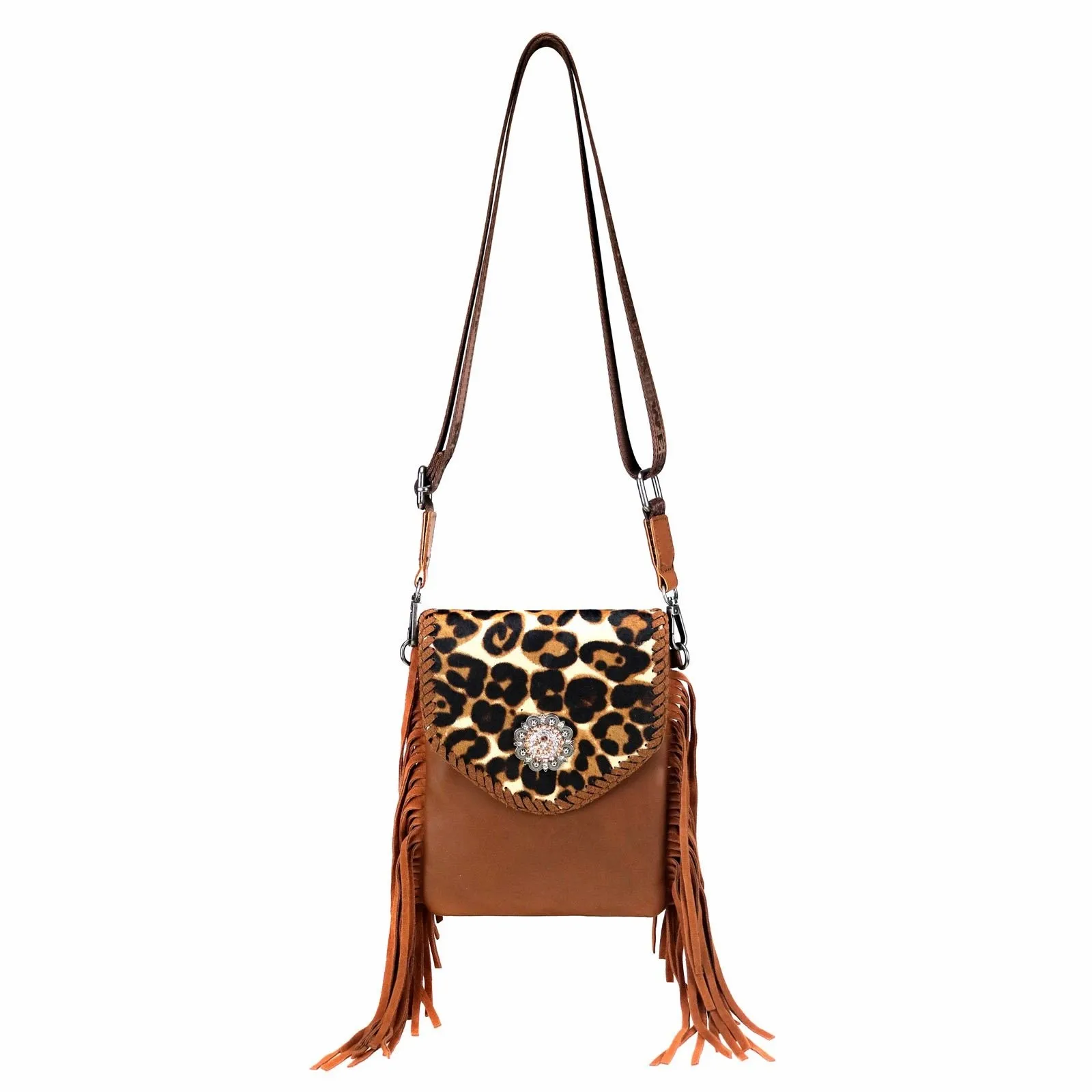 

Modern Irregular Leopard Print Tassel Genuine Leather Hair-On Hide Collection Crossbody RLL-006