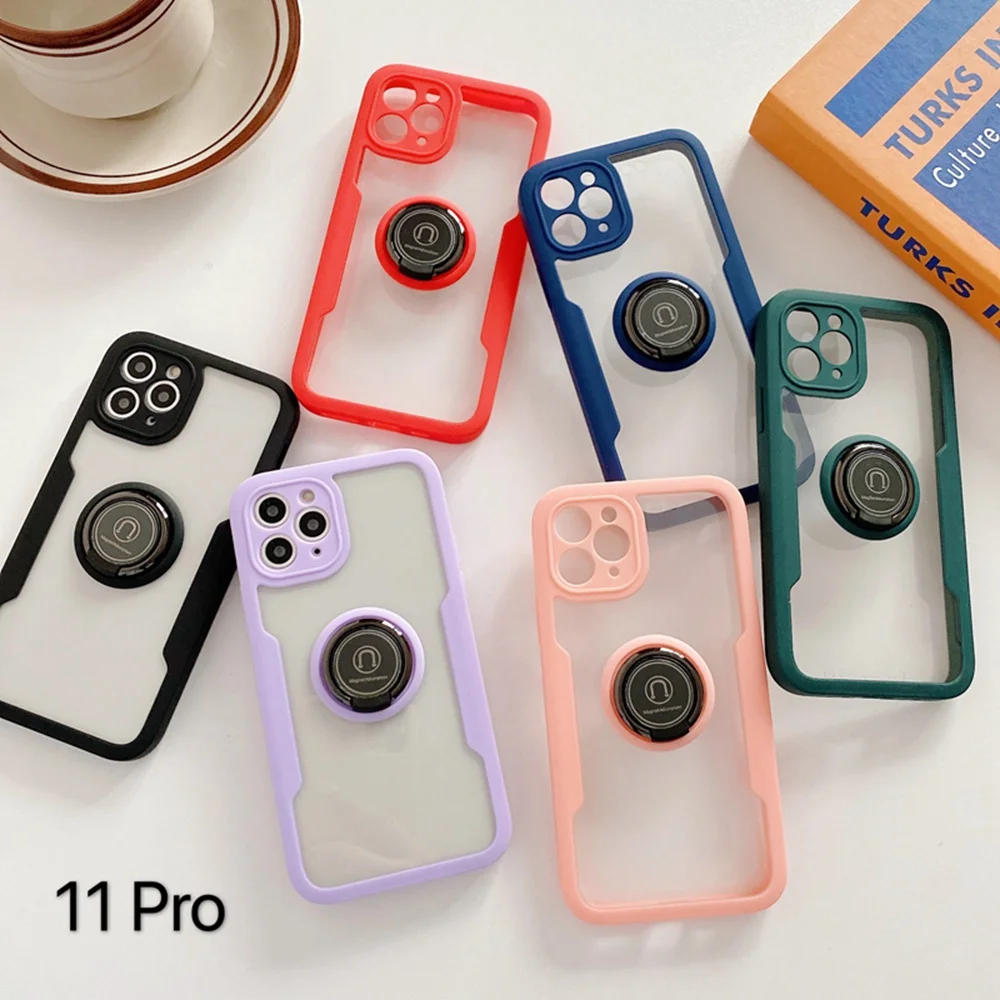 

Magnetic Transparent 360 all inclusive Phone Case for iPhone 12 11 Pro Shockproof Cover Holder Ring