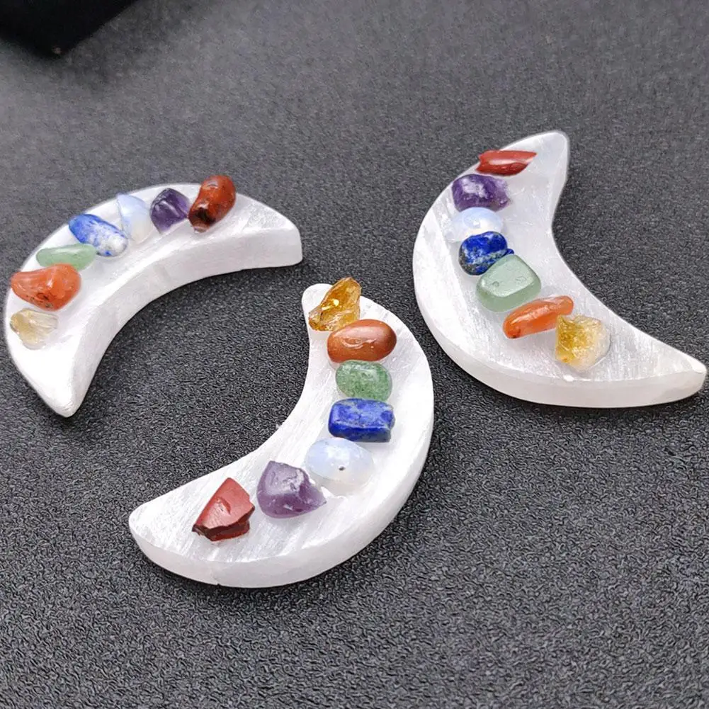 Натуральный кварц семь чакр лунный камень 7 цветов в наборе Йога чакра регулярная