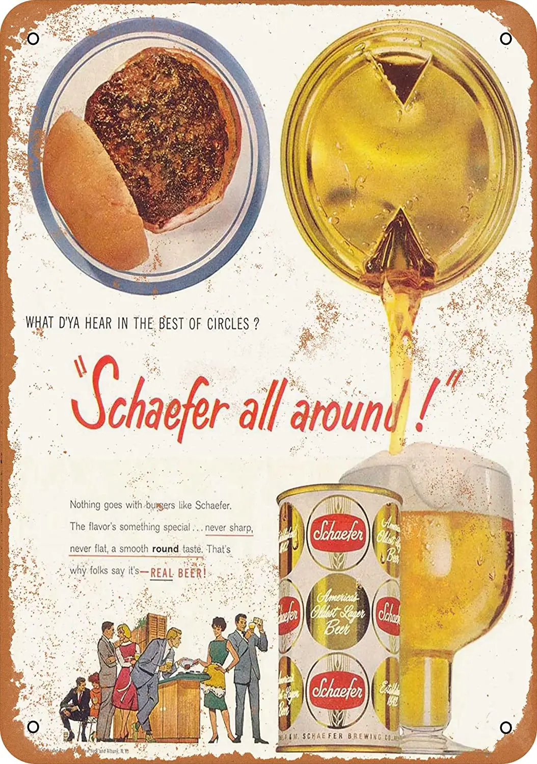 

WallColor 8*12 Metal Sign 1959 Schaefer Beer Vintage Look