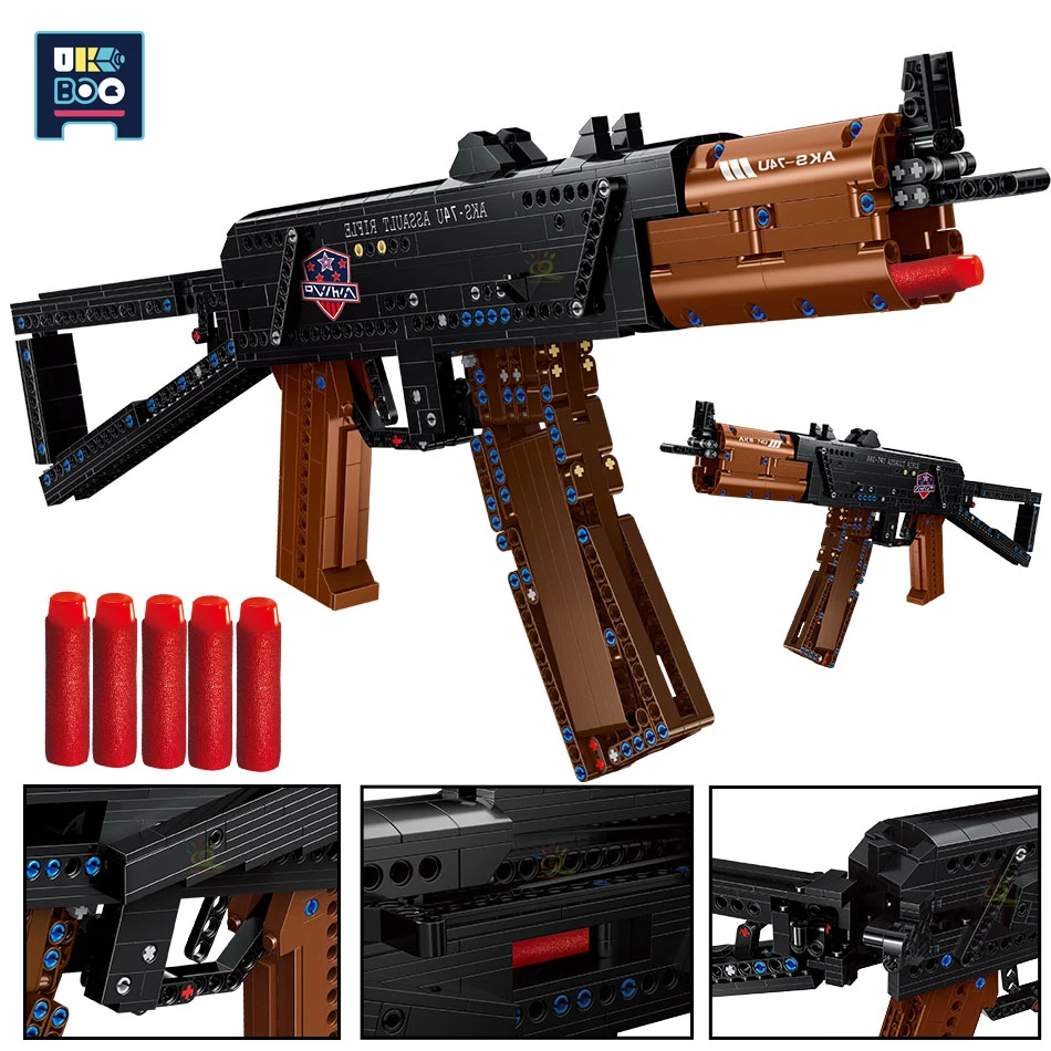 UKBOO 881 шт. военное оружие автомата AKS 74U модель строительные блоки город DIY