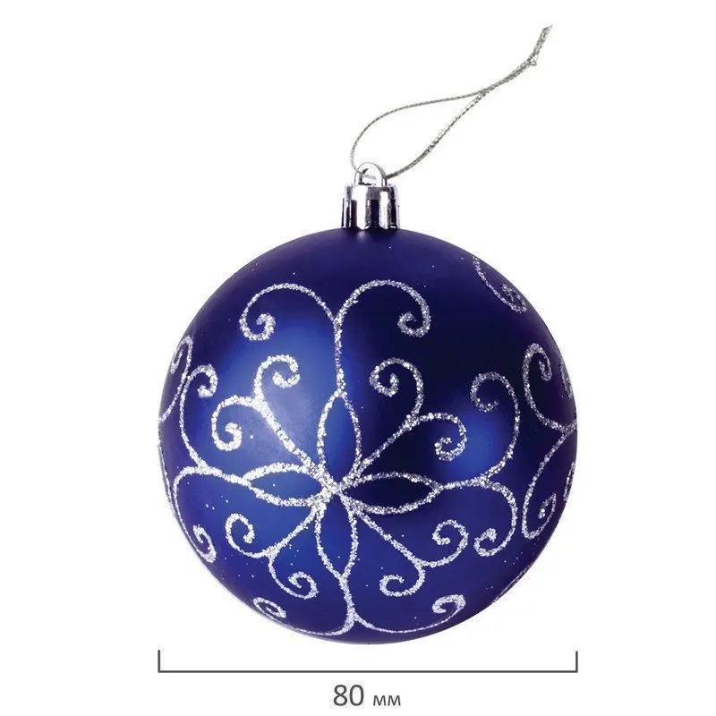 Шары елочные ЗОЛОТАЯ СКАЗКА НАБОР 6 шт пластик 8 см с серебристым рисунком цвет