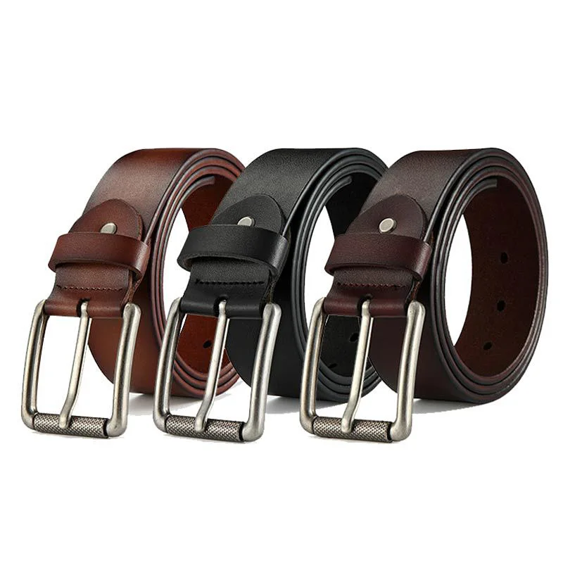 New Fashion Men&#39;s Belt Leather Belt Men Pin Buckle Cow Genuine Leather Belts For Men High Quality Mens Belt Cinturones Hombre