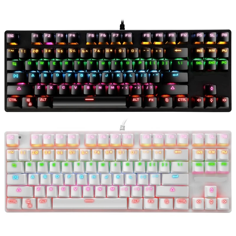 

X7AA Mechanical Keyboard 87 Keys Switch Wired Gaming Keyboards with RGB Backlight for Tablet Desktop Russian Sticker PC Computer
