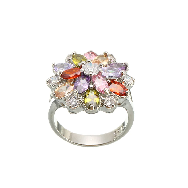 Multicolor Cubic Zirconia Ring Size 6 7 8 9 10 Retro Flower Party Engagement Rings For Women Fashion Jewelry Gifts | Украшения и