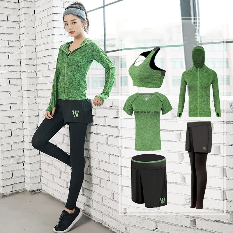 Комплект для йоги Женская спортивная одежда красный зеленый серый тренажерного