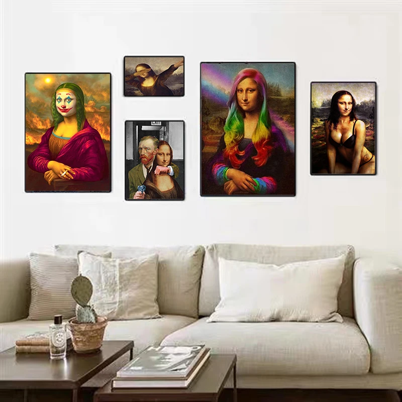 

All Kinds of Funny Mona Lisa Abstract Graffiti Posters and Prints Canvas Paintings Wall Art Pictures for Living Room Decor
