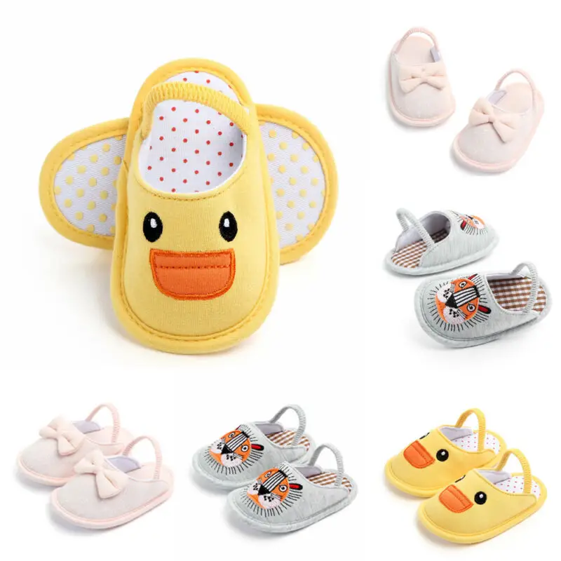 Милые хлопковые тапочки для новорожденных с рисунком животных маленьких
