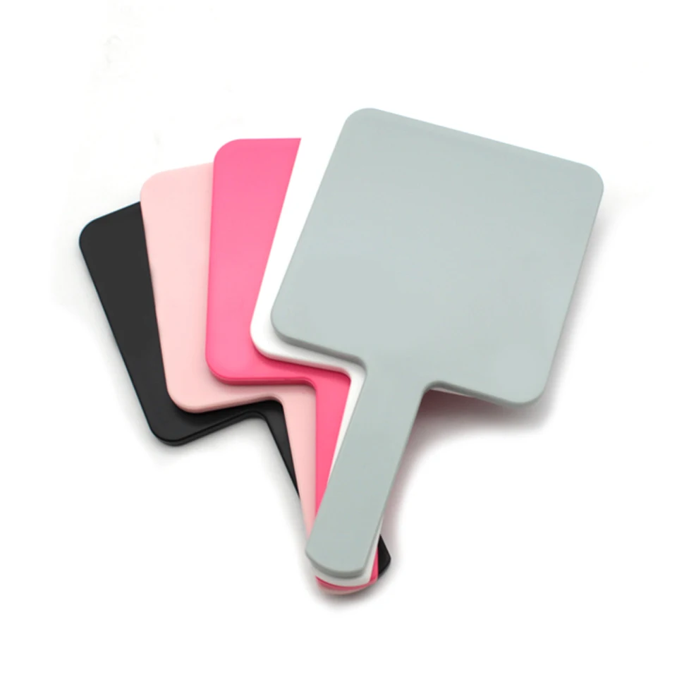 

5 Pieces Handheld Mirror Wholesale Pink Black White Custom Logo Available Cosmetics Square Portable Small Mirrors With Handle