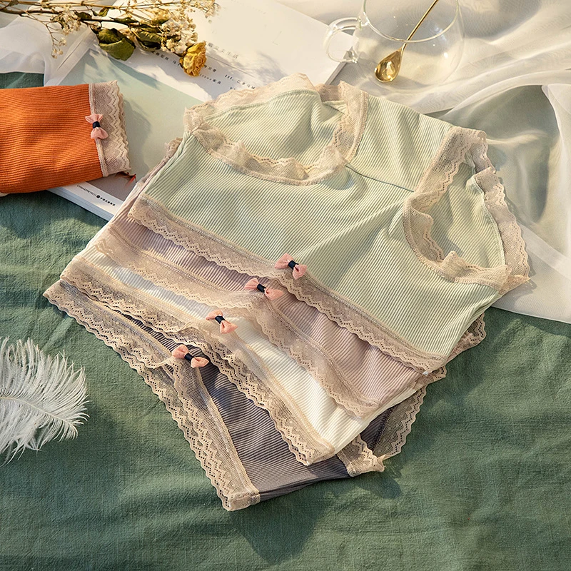 

Underwear High Waist women cotton lace Underwear girls Lace briefs ladies sexy Thread panties plus size Lingerie Striped Briefs