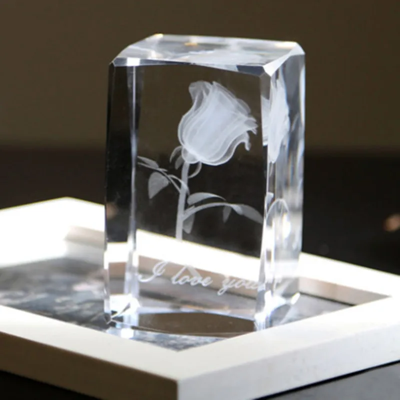 3D лазерная фотография цветок розы со светодиодной основой подарок на свадьбу
